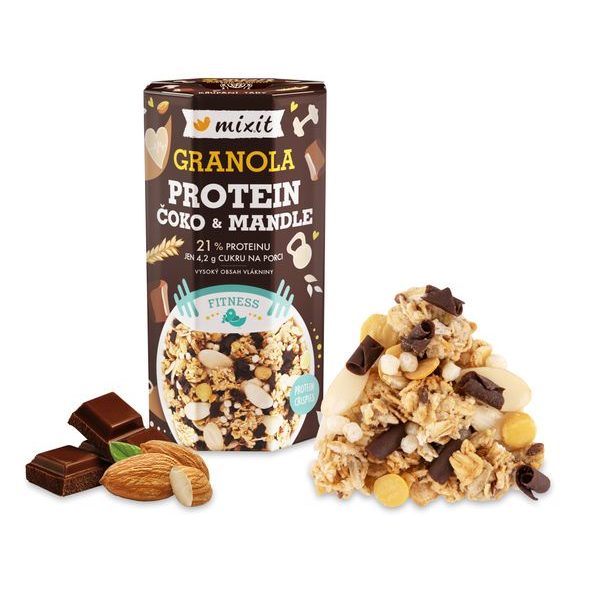MIXIT PROTEINOVÁ GRANOLA - ČOKO & MANDLE - SLADKÉ ZOBÁNÍ - PRO MAMINKY
