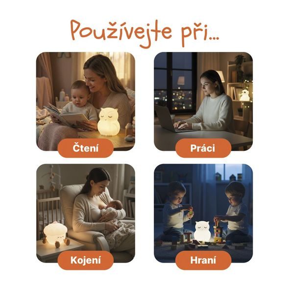 ZOPA SILIKONOVÁ LED NOČNÍ LAMPIČKA VEL. M - NOČNÍ SVĚTLA - SPINKÁNÍ