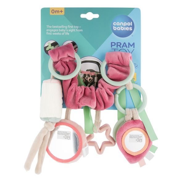 CANPOL BABIES ZÁVĚSNÁ HRAČKA NA KOČÁREK/AUTOSEDAČKU PASTEL FRIENDS RŮŽOVÁ - HRAČKY K ZAVĚŠENÍ - PRO DĚTI