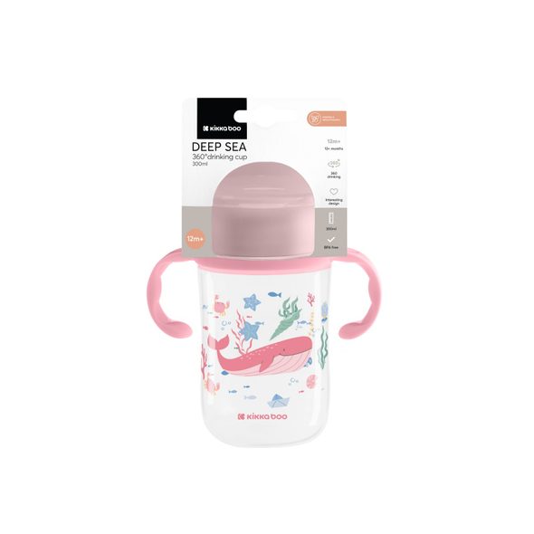 KIKKABOO HRNEK TRÉNOVACÍ 360° 300ML 12M+ DEEP SEA PINK - DĚTSKÉ HRNEČKY - KRMENÍ