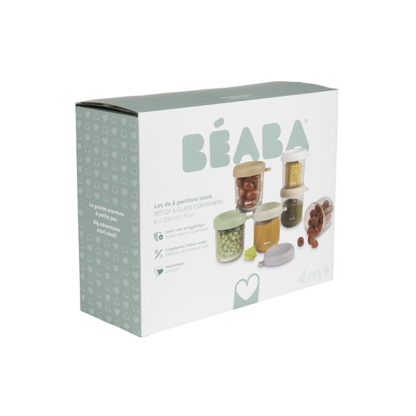 BEABA KELÍMKY NA JÍDLO SKLENĚNÉ 6X 250 ML NATURAL - USKLADNĚNÍ JÍDLA - KRMENÍ