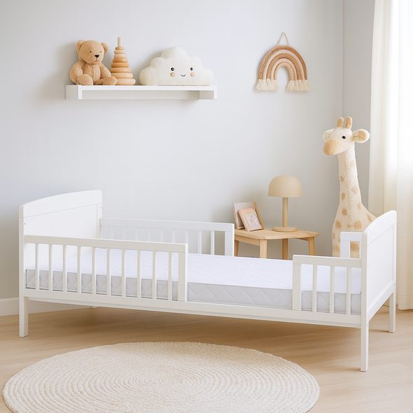 SCARLETT DĚTSKÁ POSTÝLKA SCARLETT KACPER - 2V1 - BÍLÁ (BOROVICE) - VYNDAVACÍ PŘÍČKY - 140 X 70 CM - DŘEVĚNÉ POSTÝLKY - SPINKÁNÍ