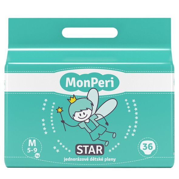 MONPERI STAR M 5-9KG (36KS) HYPOALERGENNÍ JEDNORÁZOVÉ DĚTSKÉ PLENY VEL.3 - JEDNORÁZOVÉ PLENY - PŘEBALOVÁNÍ