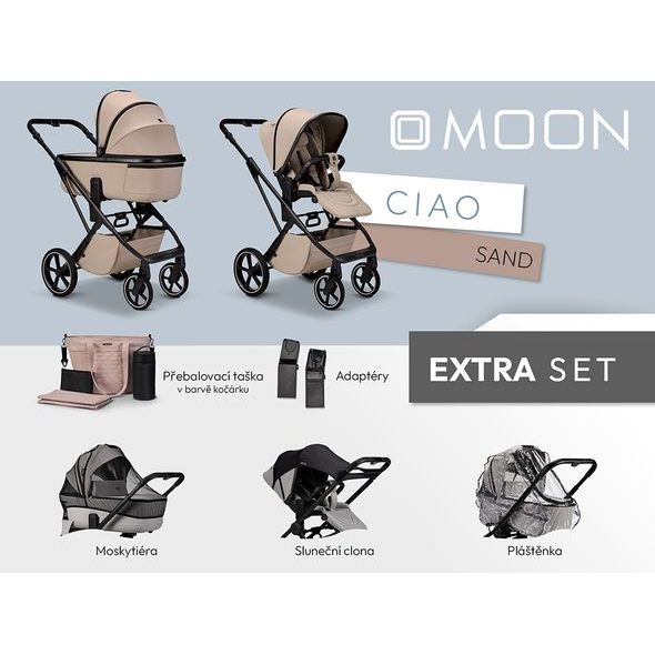 MOON CIAO EXTRA SET - SAND - KOMBINACE S PŘÍSLUŠENSTVÍM - KOČÁRKY A PŘÍSLUŠENSTVÍ