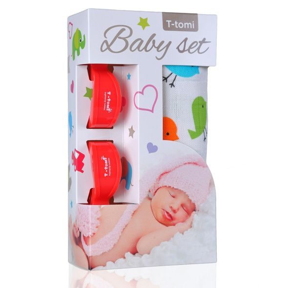 T-TOMI BABY SET BAMBUSOVÁ OSUŠKA S POTISKEM + KOČÁRKOVÝ KOLÍČEK - HÁČKY, POPRUHY A KOLÍČKY - KOČÁRKY A PŘÍSLUŠENSTVÍ