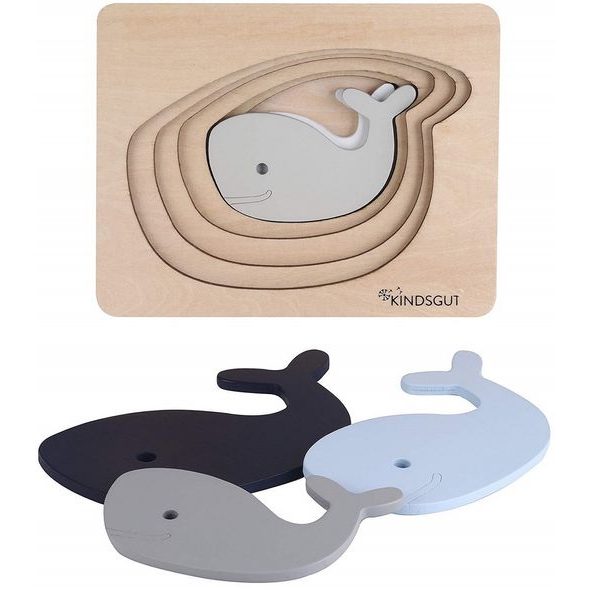 KINDSGUT DŘEVĚNÉ PUZZLE VELRYBA - MOTORICKÉ A HRY - PRO DĚTI