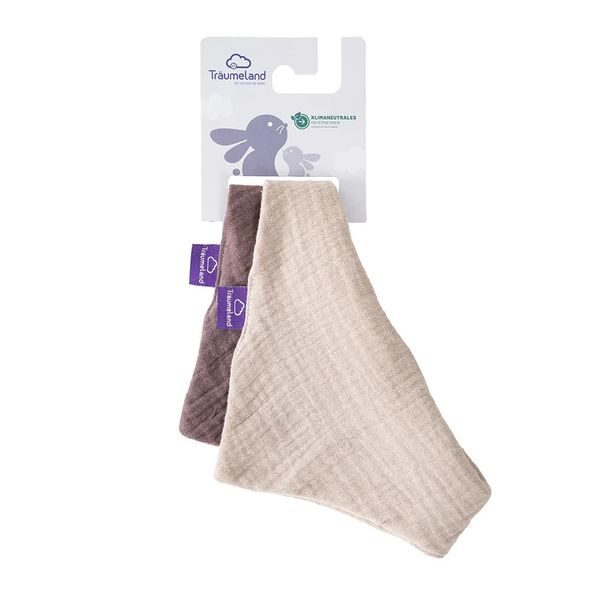 TRÄUMELAND BANDANA BIB 2 KS BEIGE & SCHOKOPFLAUME - BRYNDÁKY - KRMENÍ