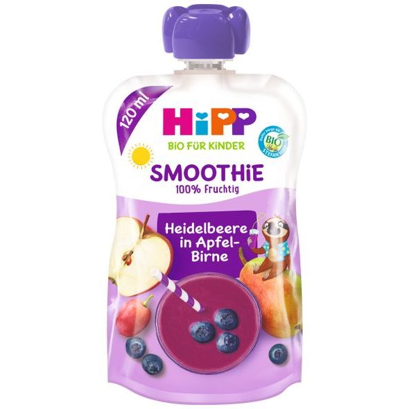 HIPP BIO SMOOTHIE JABLKO-HRUŠKA-BORŮVKY - KAPSIČKY - KRMENÍ