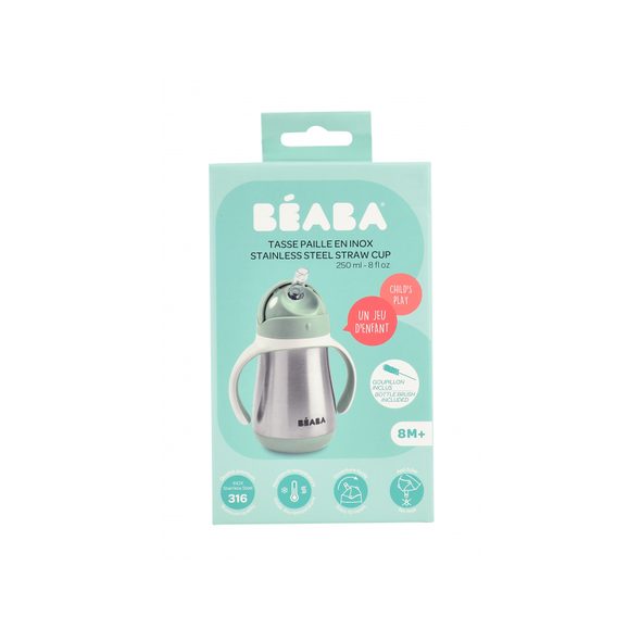 BEABA HRNEK TERMOIZOLAČNÍ S BRČKEM NEREZ 250ML SAGE GREEN - TERMOOBALY A TERMOSKY - KRMENÍ