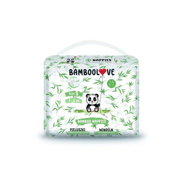 BAMBOOLOVE PLENY JEDNORÁZOVÉ BAMBUS VEL. S 3-8 KG 25 KS - JEDNORÁZOVÉ PLENY - PŘEBALOVÁNÍ
