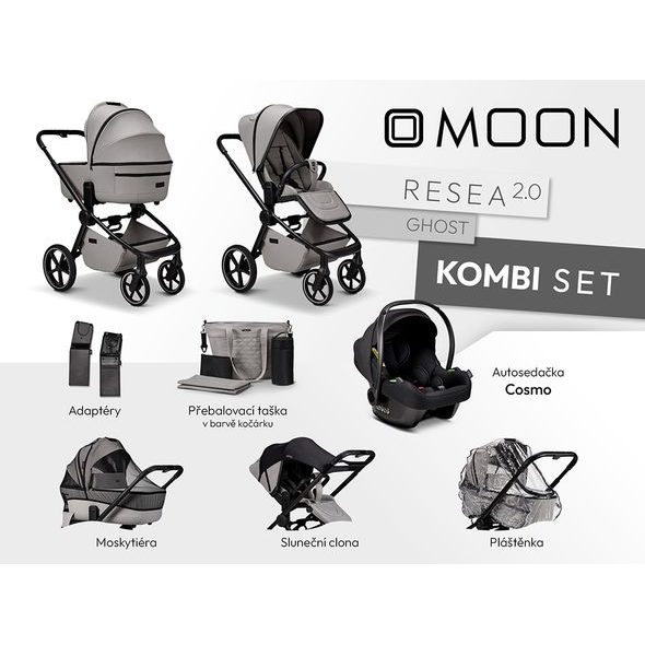 MOON RESEA 2.0 KOMBI SET - GHOST - KOMBINACE S PŘÍSLUŠENSTVÍM - KOČÁRKY A PŘÍSLUŠENSTVÍ