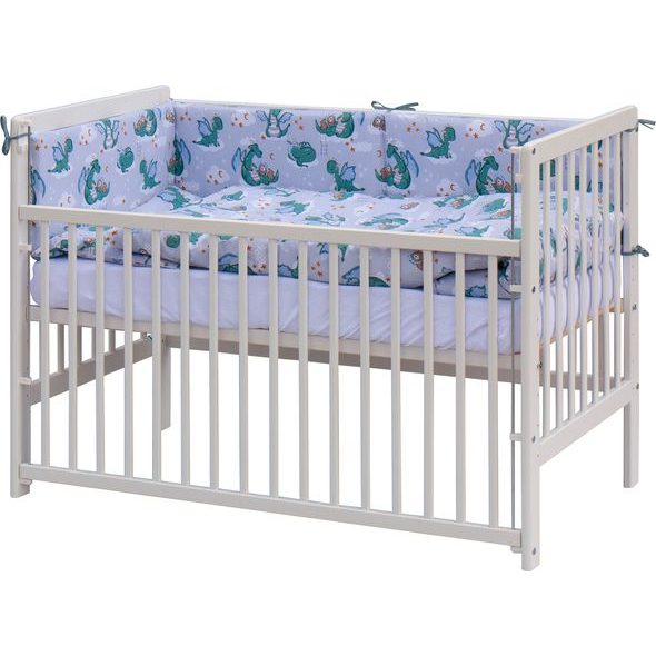 SCARLETT POSTÝLKA 120X60CM S KOMPLETNÍ VÝBAVOU DRÁČEK TYRKYSOVÁ - DŘEVĚNÉ POSTÝLKY - SPINKÁNÍ