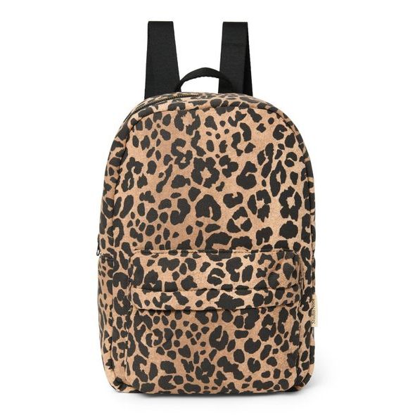 STUDIO NOOS COTTON MIDI BACKPACK BATŮŽEK S PŘEDNÍ KAPSOU BROWN LEOPARD - BATOHY A TAŠKY - PRO DĚTI