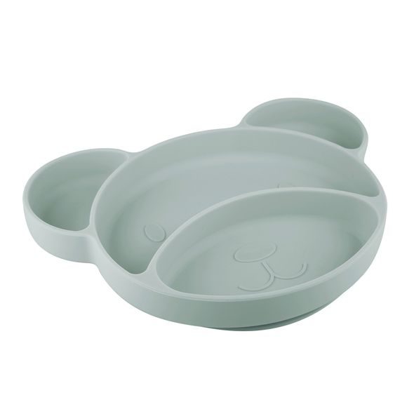 CANPOL BABIES SILIKONOVÝ DĚLENÝ TALÍŘ S PŘÍSAVKOU MEDVÍDEK ZELENÝ - MISKY, TALÍŘKY A PODLOŽKY - KRMENÍ