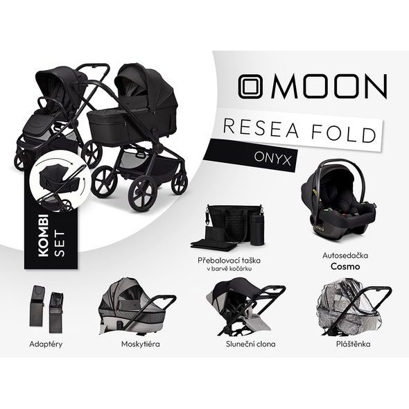 MOON RESEA FOLD KOMBI SET - ONYX - KOMBINACE S PŘÍSLUŠENSTVÍM - KOČÁRKY A PŘÍSLUŠENSTVÍ