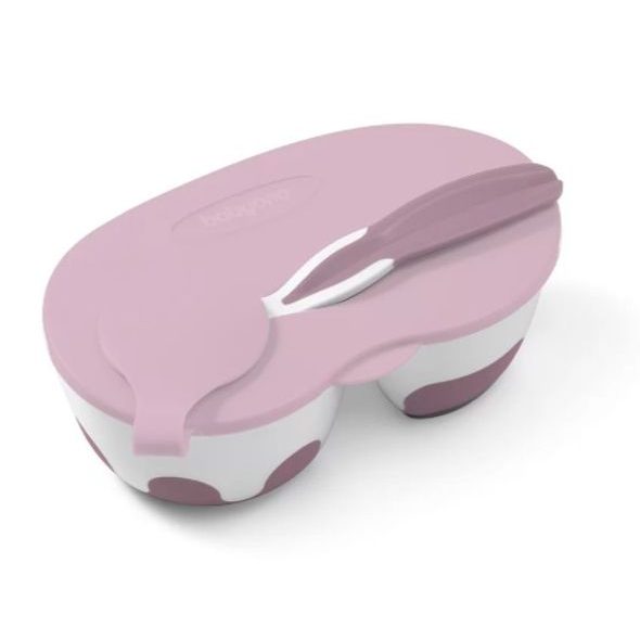 BABYONO MISKA 2V1 UZAVÍRATELNÁ, SE LŽIČKOU 200+150 ML MODRÁ 6M+ - KRABIČKY NA SVAČINU - KRMENÍ