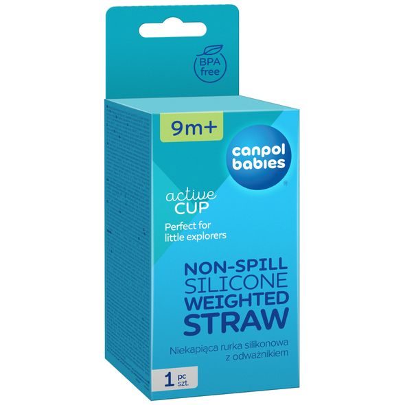 CANPOL BABIES NEVYLÉVACÍ SLÁMKA SE ZÁVAŽÍM PRO HRNEČKY 56/510_WHI A 56/510_ORA 1KS ŠEDÁ - PŘÍSLUŠENSTVÍ K HRNEČKŮM - KRMENÍ