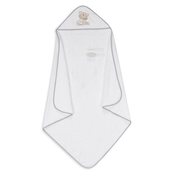 INTERBABY OSUŠKA FROTÉ MEDVÍDEK LOVE + HŘEBEN - BÍLO/ŠEDÁ - OSUŠKY A DĚTSKÉ ŽUPANY - KOUPÁNÍ A ZDRAVÍ