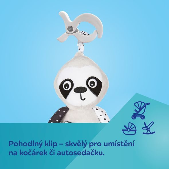 CANPOL BABIES SENZORICKÁ INTERAKTIVNÍ ZÁVĚSNÁ HRAČKA LENOCHOD S KLIPEM BABIESBOO - HRAČKY K ZAVĚŠENÍ - PRO DĚTI