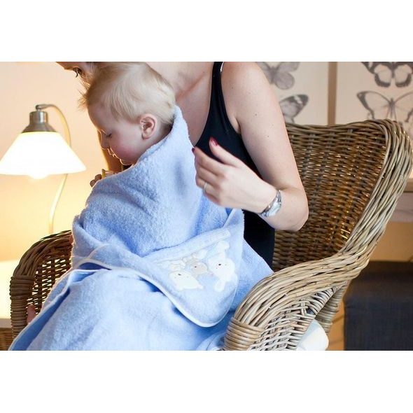 INTERBABY OSUŠKA FROTÉ 100X100 LOVE - MODRÁ - OSUŠKY A DĚTSKÉ ŽUPANY - KOUPÁNÍ A ZDRAVÍ