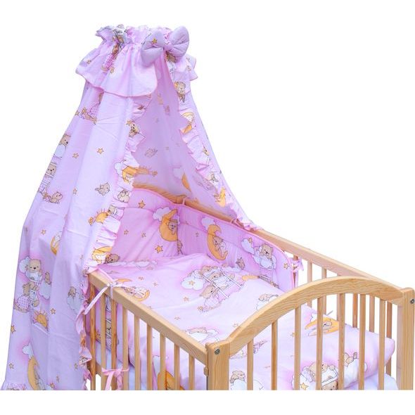 SCARLETT POSTÝLKA 120X60CM S KOMPLETNÍ VÝBAVOU SCARLETT MRÁČEK RŮŽOVÁ - DŘEVĚNÉ POSTÝLKY - SPINKÁNÍ