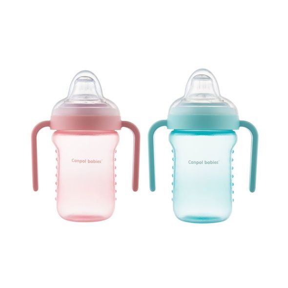 CANPOL BABIES NEVYLÉVACÍ HRNÍČEK SE SILIKONOVÝM PÍTKEM 220ML - DĚTSKÉ HRNEČKY - KRMENÍ