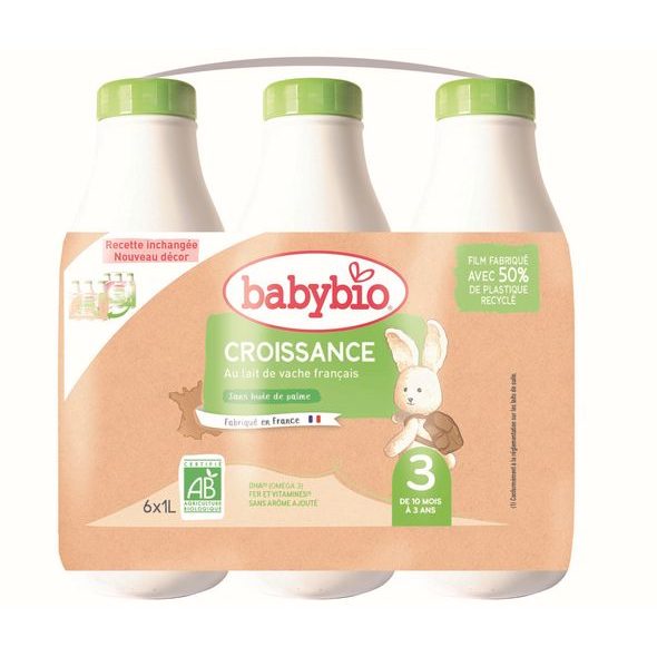 BABYBIO 6X CROISSANCE 3 TEKUTÉ BATOLECÍ KOJENECKÉ BIO MLÉKO 1 L - KOJENECKÁ MLÉKA - KRMENÍ
