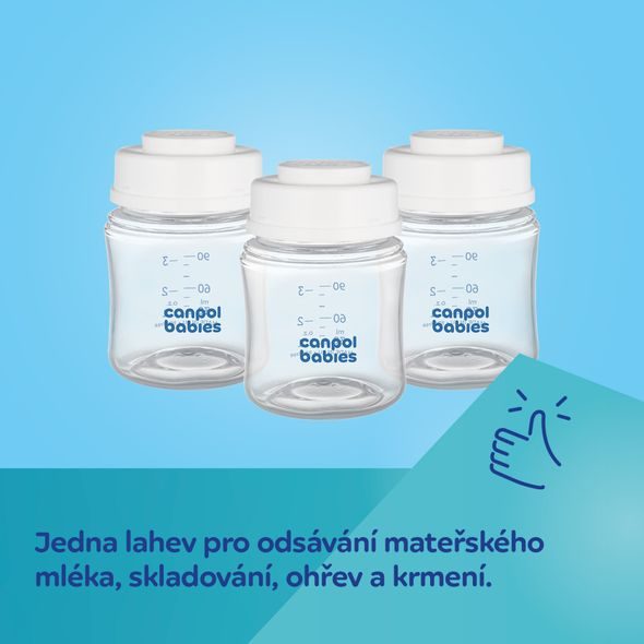 CANPOL BABIES SADA LAHVÍ NA SKLADOVÁNÍ MLÉKA 3X120ML - USKLADNĚNÍ MATEŘSKÉHO MLÉKA - KRMENÍ
