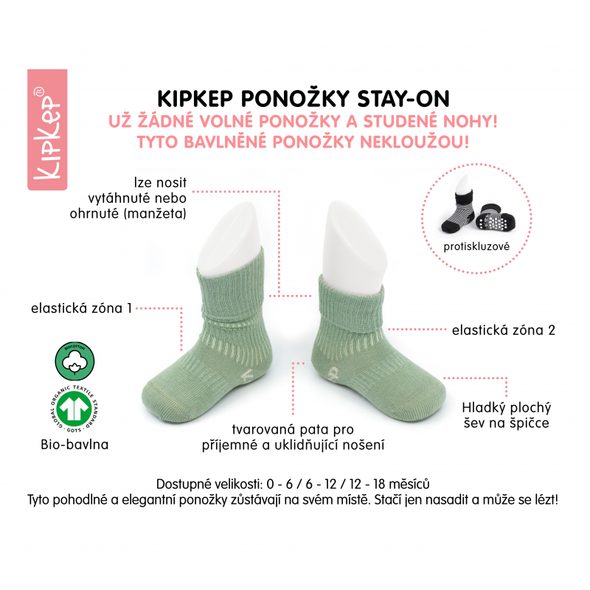 KIPKEP DĚTSKÉ PONOŽKY STAY-ON-SOCKS 6-12M 2PÁRY - PONOŽKY A PUNČOCHY - PRO DĚTI