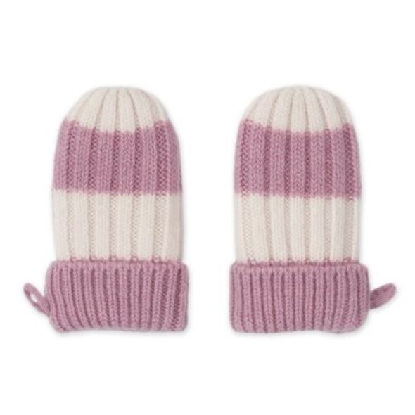 LODGER RUKAVICE STRIPE MERINO MAUVE VEL. 0 - 12 MĚSÍCŮ - RUKAVIČKY, ŠÁTKY, NÁKRČNÍKY - PRO DĚTI