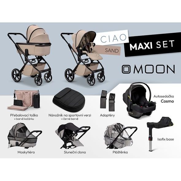 MOON CIAO MAXI SET - SAND - KOMBINACE S PŘÍSLUŠENSTVÍM - KOČÁRKY A PŘÍSLUŠENSTVÍ