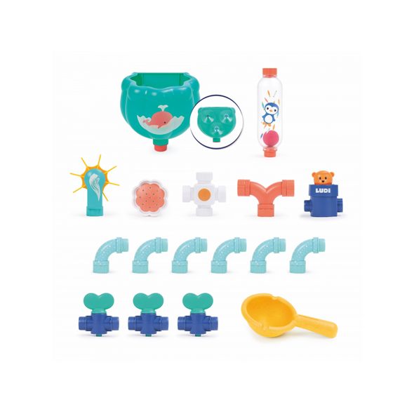 LUDI VODNÍ MLÝNEK S POTRUBÍM MEDVÍDEK - HRAČKY DO VANY - PRO DĚTI