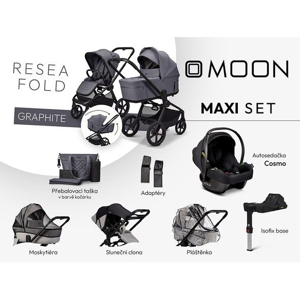 MOON RESEA FOLD MAXI SET - GRAPHITE - KOMBINACE S PŘÍSLUŠENSTVÍM - KOČÁRKY A PŘÍSLUŠENSTVÍ