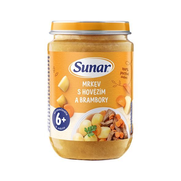 SUNAR PŘÍKRM MRKEV S HOVĚZÍM A BRAMBORY 6M+ 190G - MASO/ZELENINA - KRMENÍ