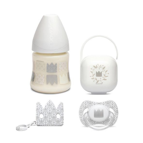 SUAVINEX SET LÁHEV 150ML 3P + DUDLÍK + KRABIČKA + KLIP LABUŤ - VÝHODNÉ SADY - KRMENÍ