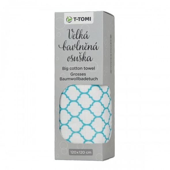 T-TOMI VELKÁ BAVLNĚNÁ TETRA OSUŠKA 120X120CM - ZAVINOVACÍ PLENY / OSUŠKY VELKÉ - PŘEBALOVÁNÍ