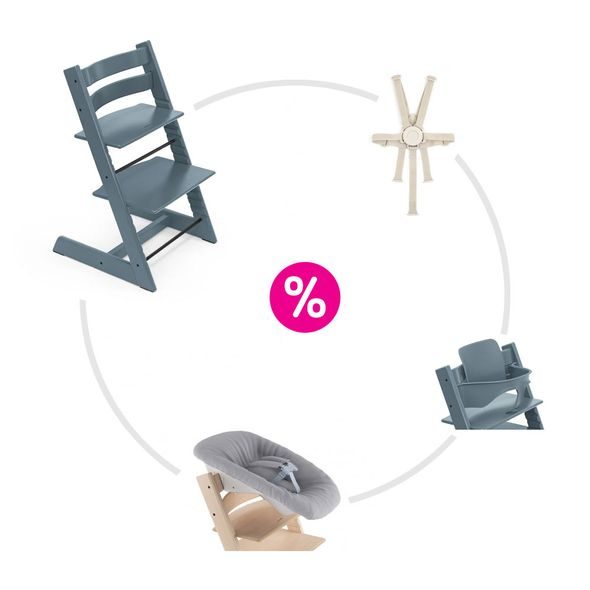 STOKKE® TRIPP TRAPP® + NOVOROZENECKÁ SADA + BABY SET + PÁSY ZVÝHODNĚNÁ SADA - JÍDELNÍ ŽIDLIČKY DŘEVĚNÉ - KRMENÍ