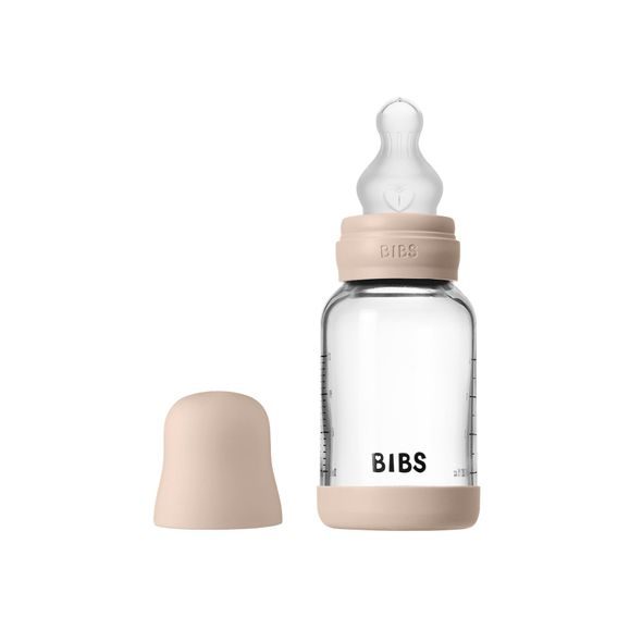BIBS ANTIKOLIKOVÁ SKLENENÁ FĽAŠA SO SILIKÓNOVÝM CUMLÍKOM 120ML - KOJENECKÉ LAHVE - KRMENÍ