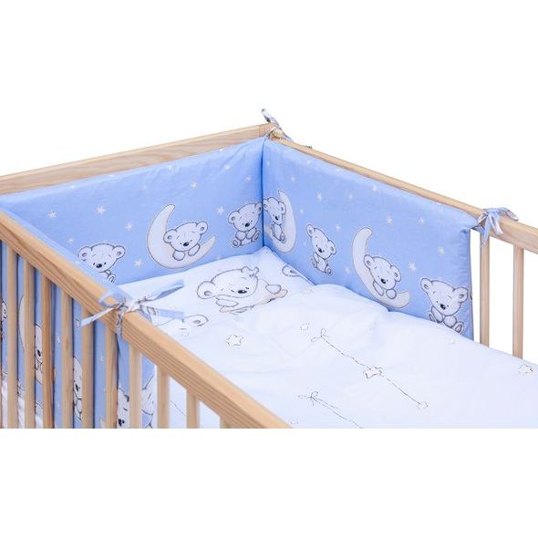 SCARLETT DĚTSKÁ POSTÝLKA S KOMPLETNÍ VÝBAVOU SCARLETT 120 X 60 CM - TORO - MODRÁ - DŘEVĚNÉ POSTÝLKY - SPINKÁNÍ