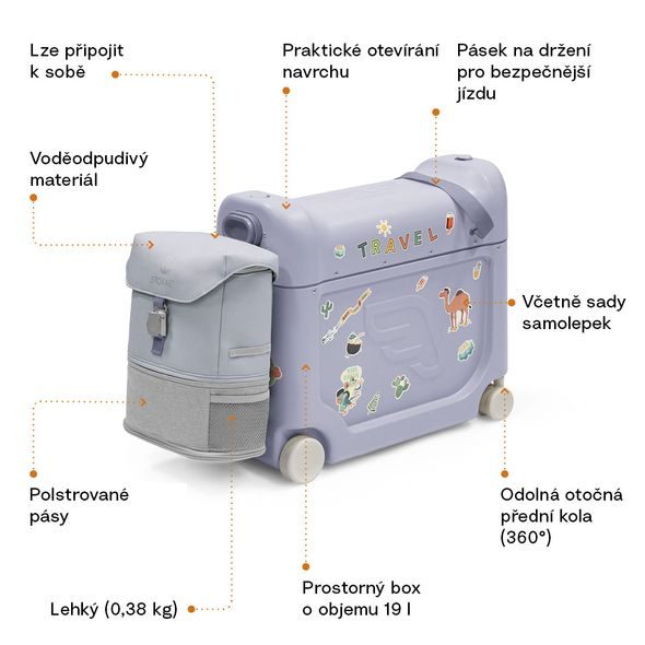 STOKKE® JETKIDS™ TRAVEL BUNDLE: BEDBOX™ + CREW BACKPACK™ CESTOVATELSKÝ SET - DĚTSKÁ ODRÁŽEDLA - PRO DĚTI