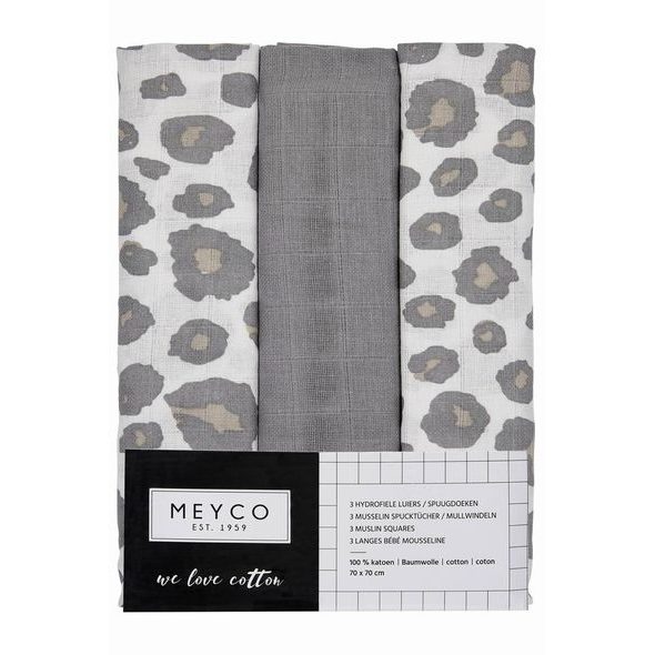 MEYCO PLENKY 3-BALENÍ PANTHER NEUTRAL/UNI GREY/PANTHER NEUTRAL - LÁTKOVÉ PLENY SKLÁDANÉ - PŘEBALOVÁNÍ