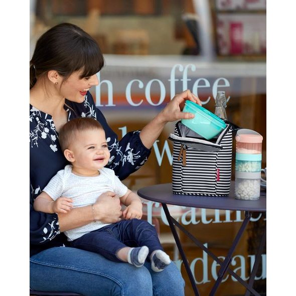 SKIP HOP MISKA S LŽIČKOU V OCHRANNÉM POUZDŘE EASY SERVE TEAL 240ML, 3M+ - MISKY, TALÍŘKY A PODLOŽKY - KRMENÍ