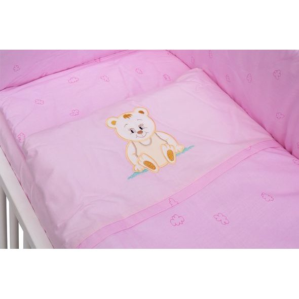 SCARLETT DĚTSKÁ POSTÝLKA BABY BÍLÁ S KOMPLETNÍ VÝBAVOU MÉĎA RŮŽOVÁ 90X41 CM - DŘEVĚNÉ POSTÝLKY - SPINKÁNÍ