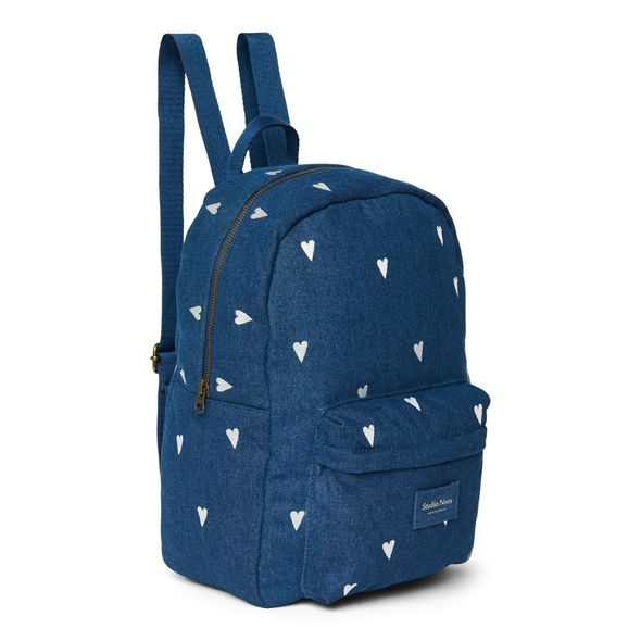 STUDIO NOOS DENIM MIDI BACKPACK - BATŮŽEK | HEARTS DARK BLUE WHITE HEARTS - BATOHY A TAŠKY - PRO DĚTI