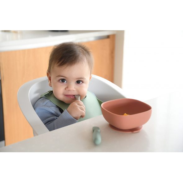 BEABA PRVNÍ TRÉNOVACÍ LŽIČKY SILIKONOVÉ SAGE GREEN / VELVET GREY - LŽIČKY A PŘÍBORY - KRMENÍ