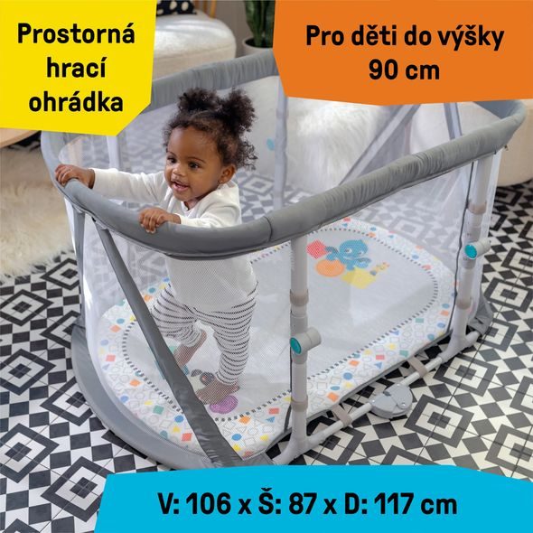 BABY EINSTEIN POSTÝLKA S OHRÁDKOU NA HRANÍ A KLAVÍREM 3V1 KICK & SNOOZE™ 0M+ - HRACÍ DEKY - PRO DĚTI