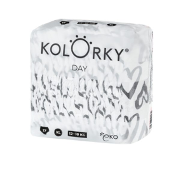 KOLORKY DAY SRDCE XL (12-16 KG) 17 KS JEDNORÁZOVÉ EKO PLENKY - JEDNORÁZOVÉ PLENY - PŘEBALOVÁNÍ