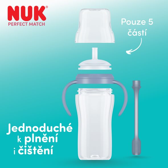 NUK PERFECT MATCH LAHVIČKA NA UČENÍ S BRČKEM PENGUIN 260 ML - KOJENECKÉ LAHVE - KRMENÍ