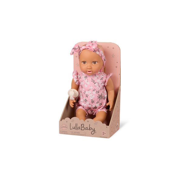 LULLA BABY PANENKA 35 CM V OVERALU S ČELENKOU FLORAL PINK - PANENKY - PRO DĚTI