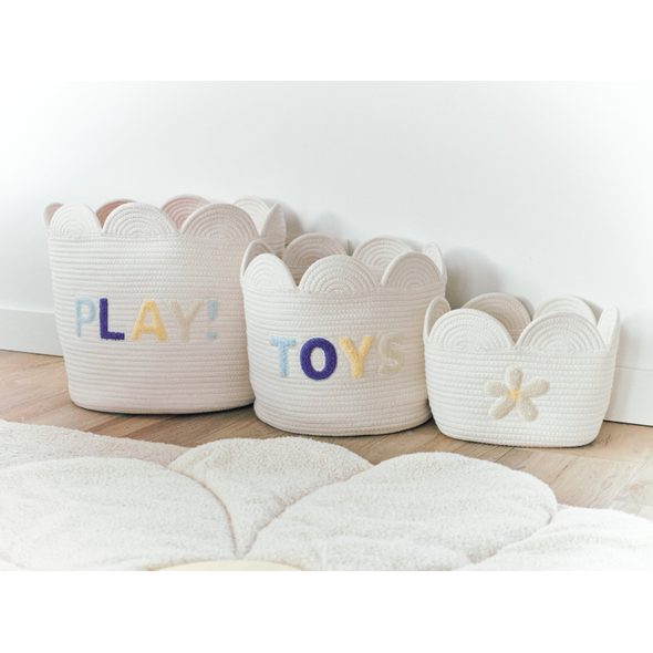 CHILDHOME KOŠ NA HRAČKY KVĚTINA OFF WHITE 35X35X35 CM - BOXY NA HRAČKY - SPINKÁNÍ